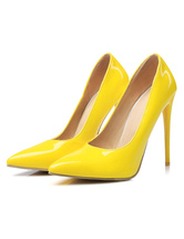 Stiletto High Heels Pointed Toe Classic Pumps in Yellow - Milanoo.com