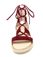red flat platform sandals