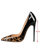 Leopard Printed Pumps Women's Glazed PU Pointed Toe Stiletto Slip On ...