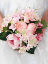 Pink Wedding Bouquet Silk Flowers Hand Tied Bridal Bouquet