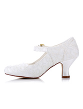 Sapatos De Casamento 2024 de renda marfim com salto pontiagudo Mary Jane Sapatos De Casamento de gatinho