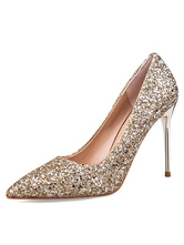 Women's Glitter Prom Shoes Pointed Toe Stiletto High Prom Heel Pumps