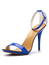 Womens High Heels Blue Open Toe Ankle Strap Stiletto Sandals
