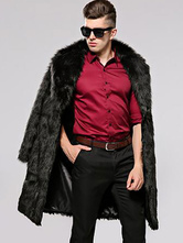 Faux Fur Coat Brown Teddy Coat Turndown Collar Long Sleeve Men's Winter Coat