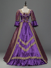 中世 ドレス 宮廷ドレス 女性用 プリンセス 貴族ドレス パープル 長袖 ヴィクトリア風 祝日 レトロ ヨーロッパ 宮廷風 中世 ドレス・貴族ドレス