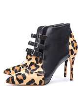 buckle leopard booties