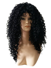 Parrucca lunga ricci lanuginosa nera donna delle fibre sintetiche fuori chic & moderna 