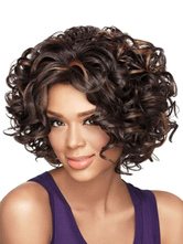 Глубокие коричневые парики Афро-американских женщин с короткими вьющимися волочащимися синтетическими афровыми париками для волос