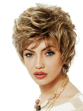 Blonde Short Wigs Curly Layered Synthetic Wigs For Women