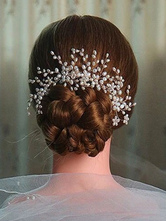 Wedding Pearls Hairpin Ivory Alloy Hair Comb Bridal Headpieces