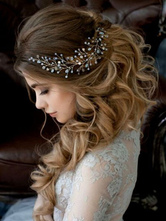 Wedding Gold Headband Crystal Headpieces Imitation Pearls Bridal Hair Accessories