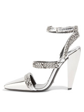 square silver heels