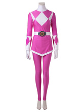 Halloween Carnaval Disfraz Power Rangersde color fucsia con mono&con calzado&Faja elástica