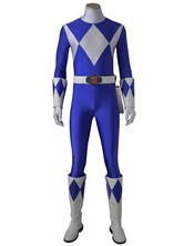 Power Rangers Bleu Cosplay Costume en Lycra Elasthanne Fuchsia Ceinture&Combinaison Déguisements Halloween