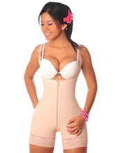 Cotton Body Shapers Lace Edge Slimming Braless Front Zipper Women Waist Shaping Slip