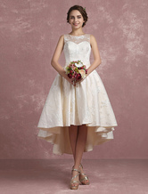 Robes de mariée à la plage champagne en satin asymétrique décolleté robe de mariage