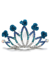 Flower Girl Tiara Princess Kids Peine Accesorios para el cabello Tocados de diamantes de imitación azul Niñas