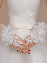 Flowers Gloves Wedding White Fingerless Bridal Short Gloves