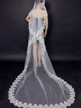 Wedding Veils Long Lace Applique One Tier Tulle Bridal Veils