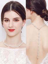 Kunstperle Halskette für Damen Cremeweiß 