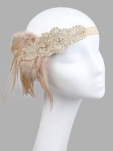 Flapper Headband 1920s Fashion Costume The Great Gatsby Feather Champagne Headpieces Women Vintage Costume Accessories Halloween