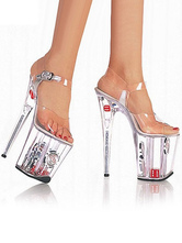 Zapatos de baile de barra  zapatos sexis para mujer  plataforma transparente  Punta abierta  detalle de hebilla  zapatos de Stripper  Sandalias de tacón alto  zapatos de Stripper
