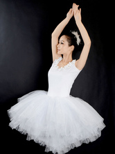 A dança latina do traje da bailarina veste o traje branco da dança do tutu das mulheres