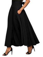 Women Maxi Skirt Bow Retro Long Flared Skirt