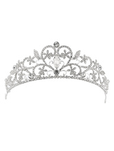 Boda de plata Tiara Crown Rhinestone con cuentas Headpieces nupcial accesorios para el cabello