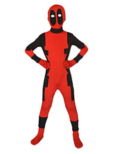 Crianças Deadpool Costume Crianças Red Halloween Cosplay Suphero Spandex Macacão