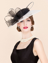 Black Vintage Hat Women Linen Fascinator Hat Royal Headpieces Retro Costume Accessories