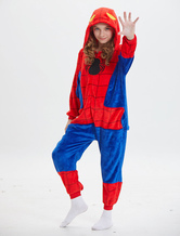 Kids Spiderman Kigurumi Onesie Pajamas Red Hooded Winter Sleepwear Mascot Animal Halloween Costume