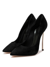 Zapatos de vestir de mujer Zapatos de fiesta de tacón de aguja con punta en punta de color negro Tacones altos negros
