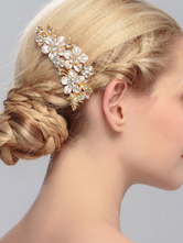 Comb Wedding Headpieces Gold Rhinestone Beaded Ally Bridal Hair Accessories