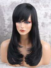 Human Hair Wigs Women Black Long Straight Hair Wigs With Side