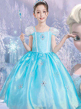 Kids Elsa Cosplay Costume Halloween Little Girls Frozen Blue Dresses Child Outfits