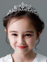 Argento Tiara Flower Girl Crown Little Girls Accessori per capelli Bambini copricapo da sposa