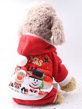 クリスマスコスチューム赤いペット猫ジャンプスーツフード付き服