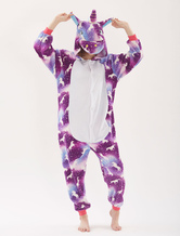 Pyjama Licorne Adulte Kigurumi Carnaval Unisexe Violet Hiver Flanelle Combinaison Déguisements Halloween