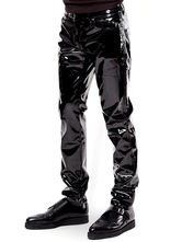 Pantalon en similicuir verni Synthétique avec fermeture à glissière à l'avant et à jambe droite hommes