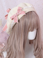 Dolce Lolita Beret Bow Floral Wool Lolita Hat