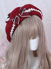 Dolce Lolita Beret Daisy Floral Bow Wool Lolita Hat