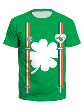 Disfraz Carnaval Camiseta verde St Patricks Day 3D Print Clover Unisex camiseta irlandesa de manga corta Halloween Carnaval Halloween
