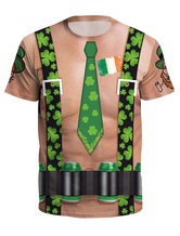 TシャツSt Patricks Day Flesh 3Dプリントクローバーユニセックスアイルランド半袖トップハロウィン