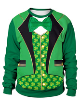 Trevo verde do pulôver do trevo do dia do St Patricks da camisola irlandesa unisex impressa Halloween