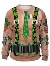 Faschingskostüm Sweatshirt St Patricks Day 3D gedruckt Klee Flesh Pullover Unisex Irish Langarmshirt Karneval Kostüm Karneval Kostüm