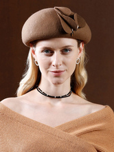 Mulheres de chapéu de lã Retro Felt Cap acessórios de cabelo real Halloween