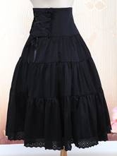 Toussaint Cosplay Lolita Jupe noire longue taille haute Ruffles garniture Déguisements Halloween