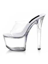 Trendy Transparent Plastic Sexy Mules For Women Stripper Shoes