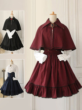 Classique Jupe Lolita Taille Haute Gothique En Coton Unicolore Avec Nœuds Déguisements Halloween
